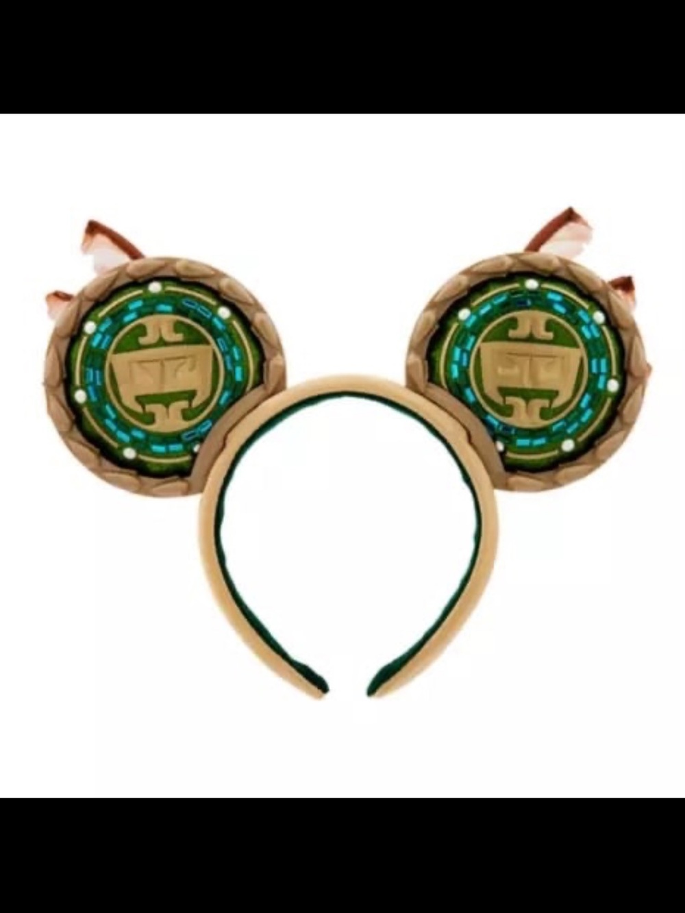 Disney Tan Headband with Green Circular Ear Accents